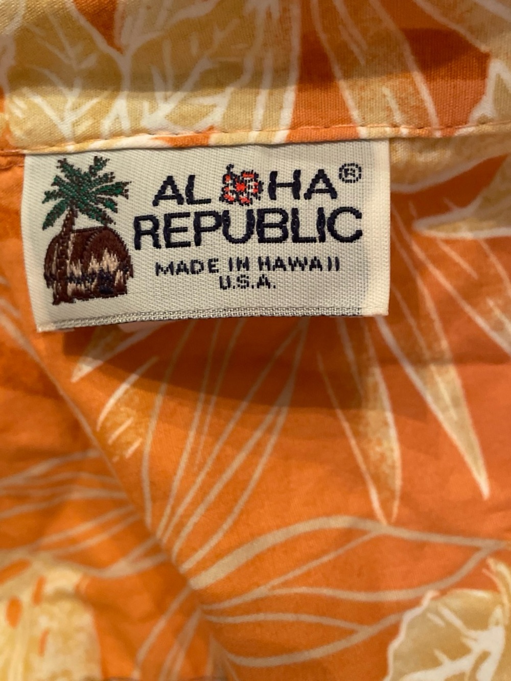 Aloha Republic Tropical Orange & Cream Hawaiian Button-Up Shirt - Picture 2 of 3